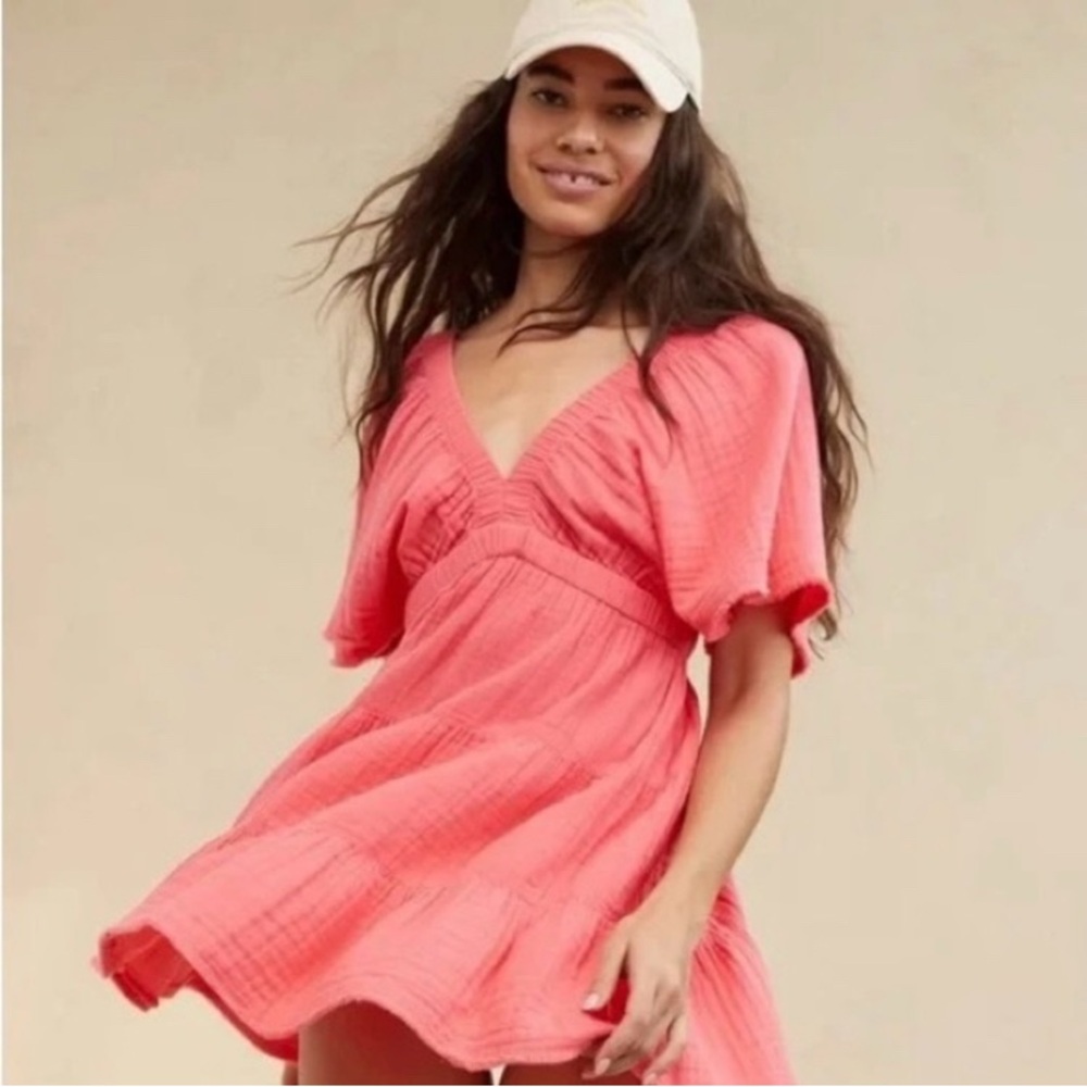 Aerie Gauzy Open Back Dress, M, 100% cotton